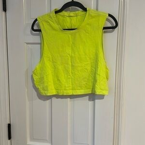 NWOT EMMA & SAM NEON YELLOW CROP TOP SIZE LARGE